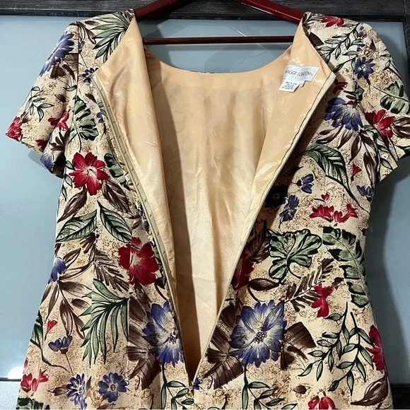 Vintage Maggy London 100% Silk Floral Cottagecore Dress Women's 12 Academia - Picture 5 of 11